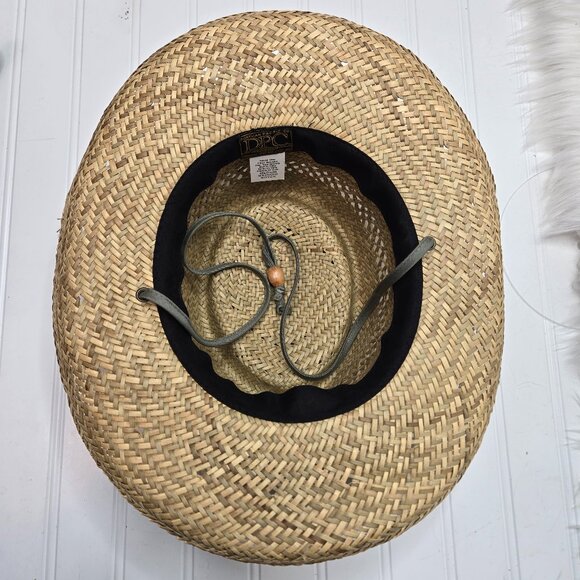 DPC Dorfman Pacific Straw Hat Men’s Size Medium Fedora Gray Band - Picture 5 of 6